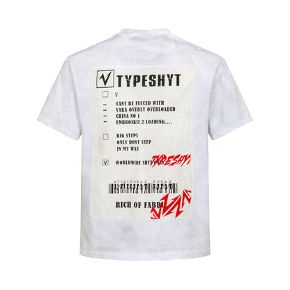 Applique Ink Print Short Sleeve T-Shirt WN20983