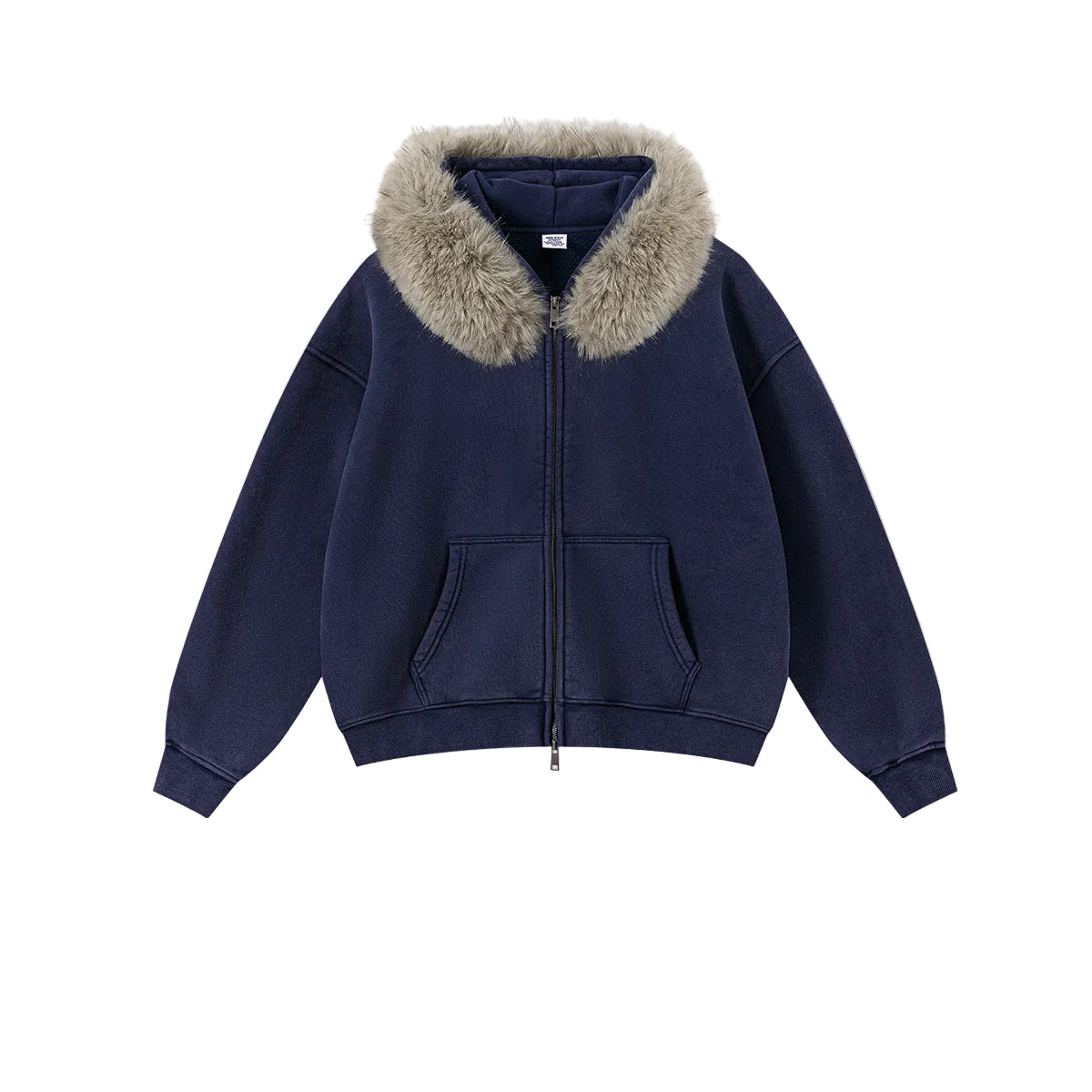 Fake Fur Collar Fleece Lining Zipper Hoodie WN23118