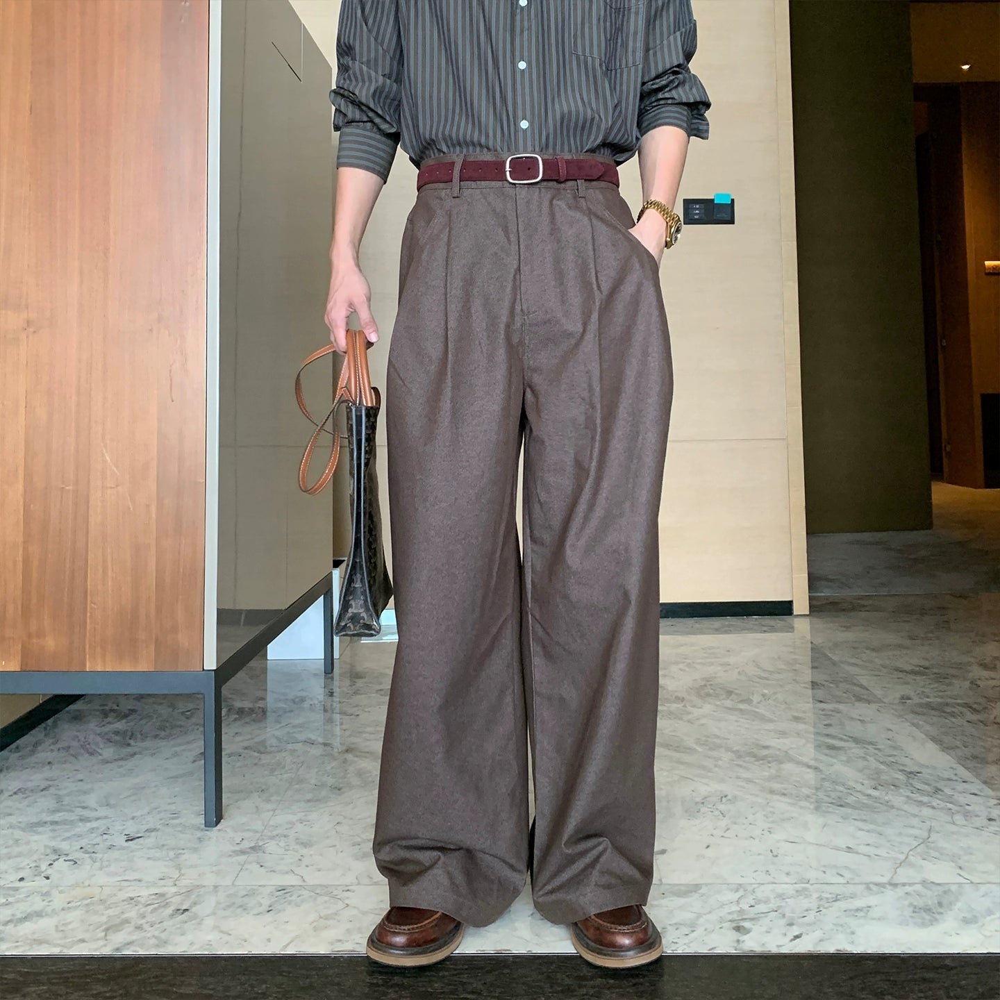 Hooded Long Sleeve Shirt & Wide Leg Pants Setup WN20480