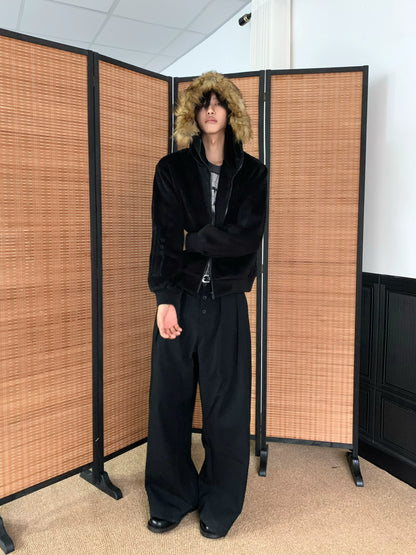 Fake Fur-Collar Zipper Hoodie WN22184