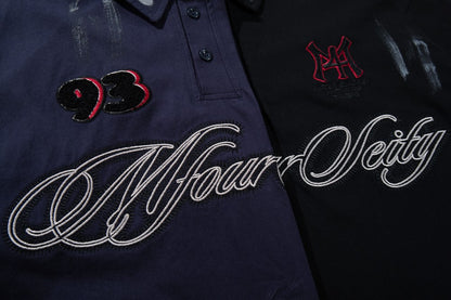 Paint Embroidery Oversize Short Sleeve Polo Shirt WN28089
