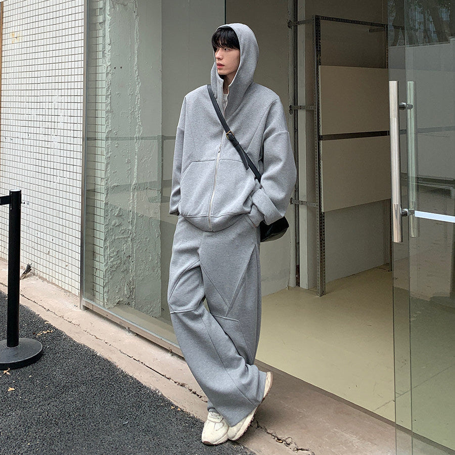 Zipper Hoodie & Wide Leg Sweatpants Setup WN24930
