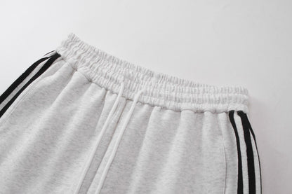Stripe Zipper Hoodie & Wide Leg Drawstring Sweatpants Setup WN27993