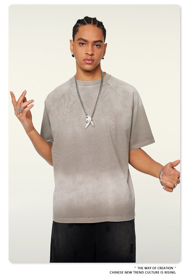 Washed Gradient Raglan Sleeve T-Shirt WN6065