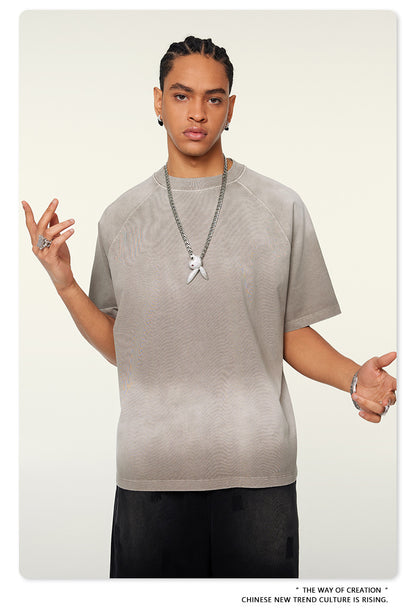 Washed Gradient Raglan Sleeve T-Shirt WN6065