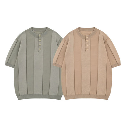 Henley Short Sleeve Summer Knit T-shirt WN26809