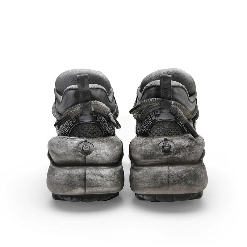 Studs Design Mesh Chunky Sole PU Leather Shoes WN19195