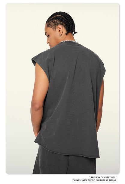 Washed Oversize Sleeveless T-Shirt WN6069