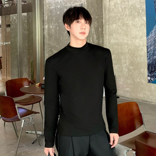 Plain Shoulder-Pad Long Sleeve T-Shirt WN25199