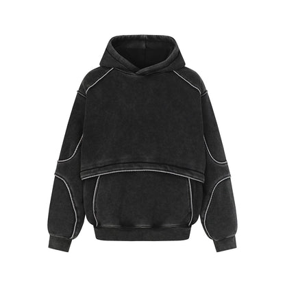 Washed Deconstructed Splicing Oversize Hoodie WN24472