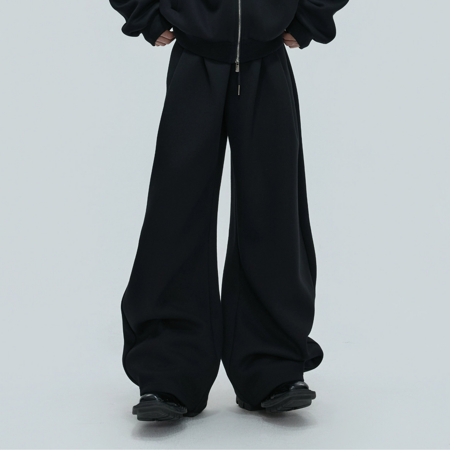 Fur Collar Zipper Hoodie & Sweatpants Setup WN21744