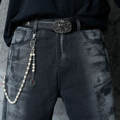 Washed Wide Leg Denim Jeans WN25408