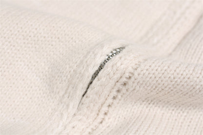 Damage Zipper Stand Neck Knit Cardigan WN11157