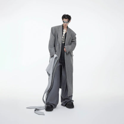 Oversize Long Coat with Hooded Tie WN9862