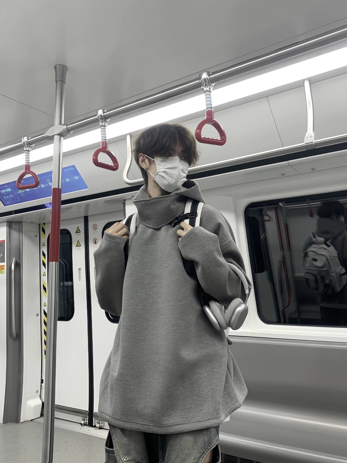 High-Neck Oversize Pullover Hoodie WN19846