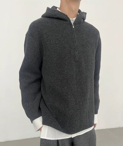 Half Zipper Knit Hoodie WN21526