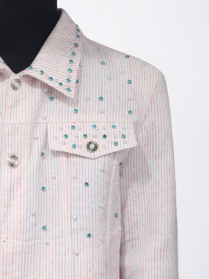 Studs Decor Flap Pocket Short Jacket WN23684