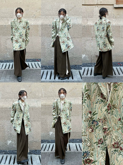 Floral Shoulder-Pad Jacquard Tailored Jacket WN20023