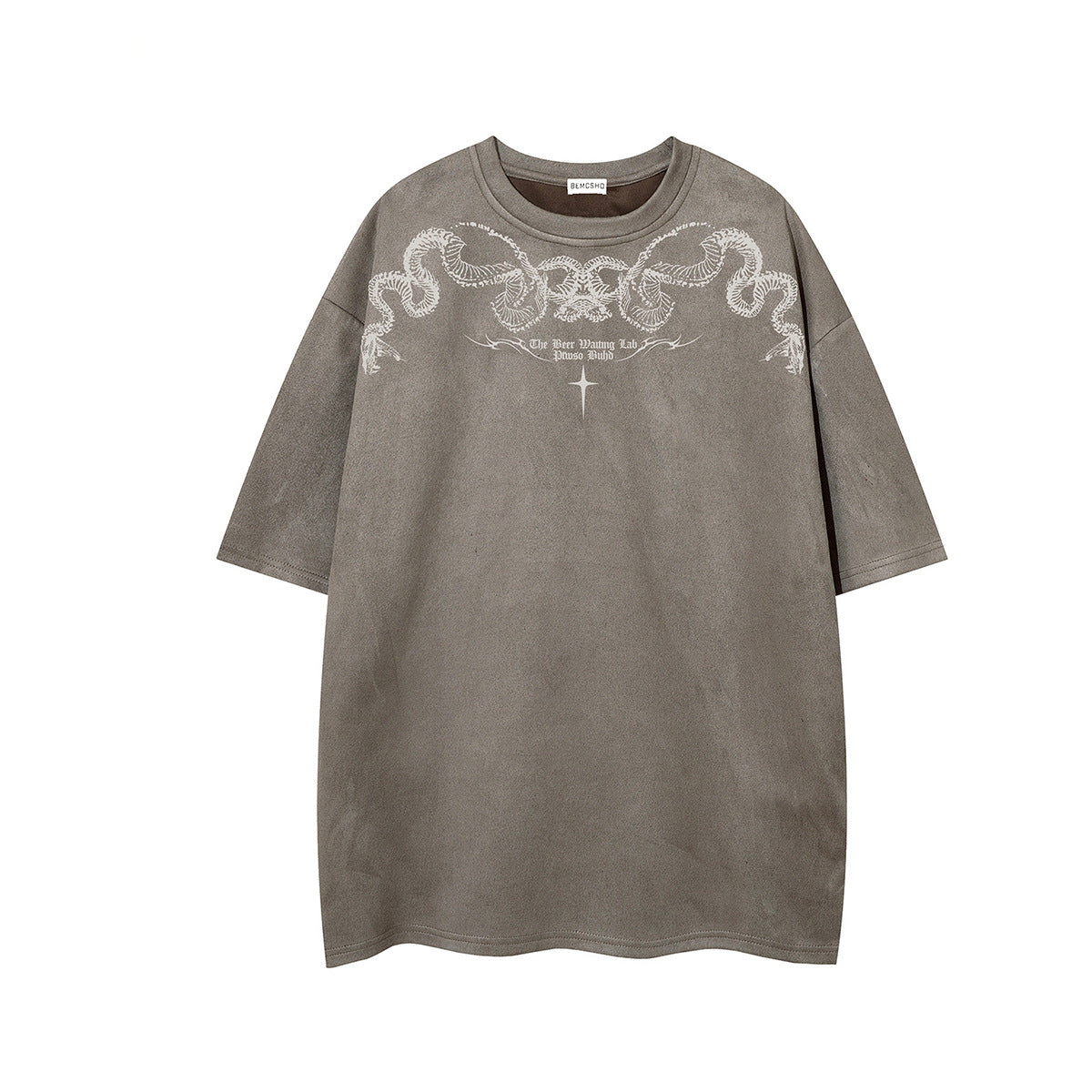 Python Print Suede Letter Print Short Sleeve T-Shirt WN25588