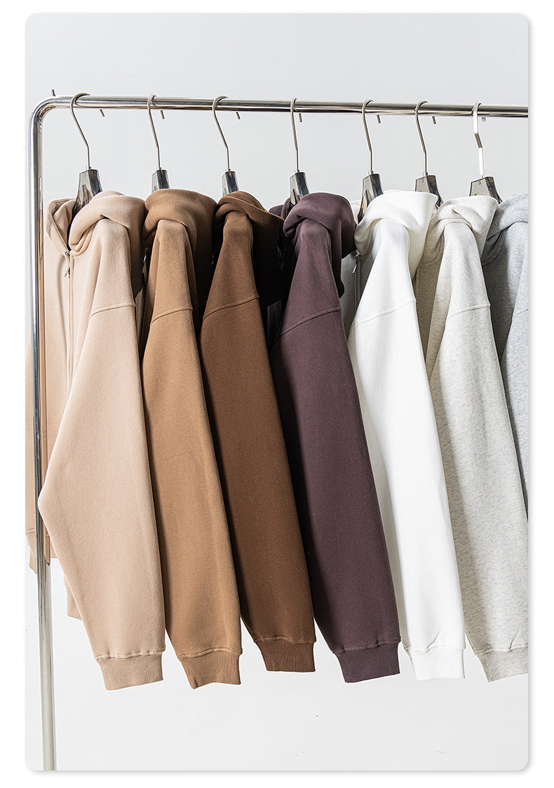 Fleece Lining Oversize Washed Zipper Hoodie WN9943