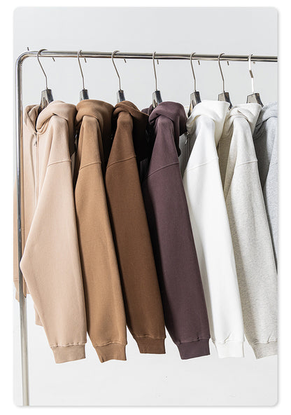 Fleece Lining Oversize Washed Zipper Hoodie WN9943