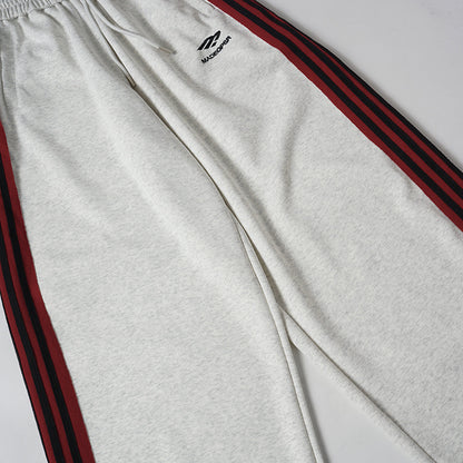 Stripe Embroidery Wide Leg Sweatpants WN28065