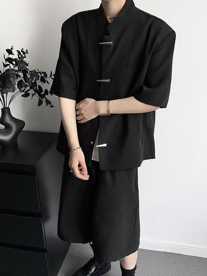 Stand Neck Shoulder-Pad Chinese Style Jacket WN19370