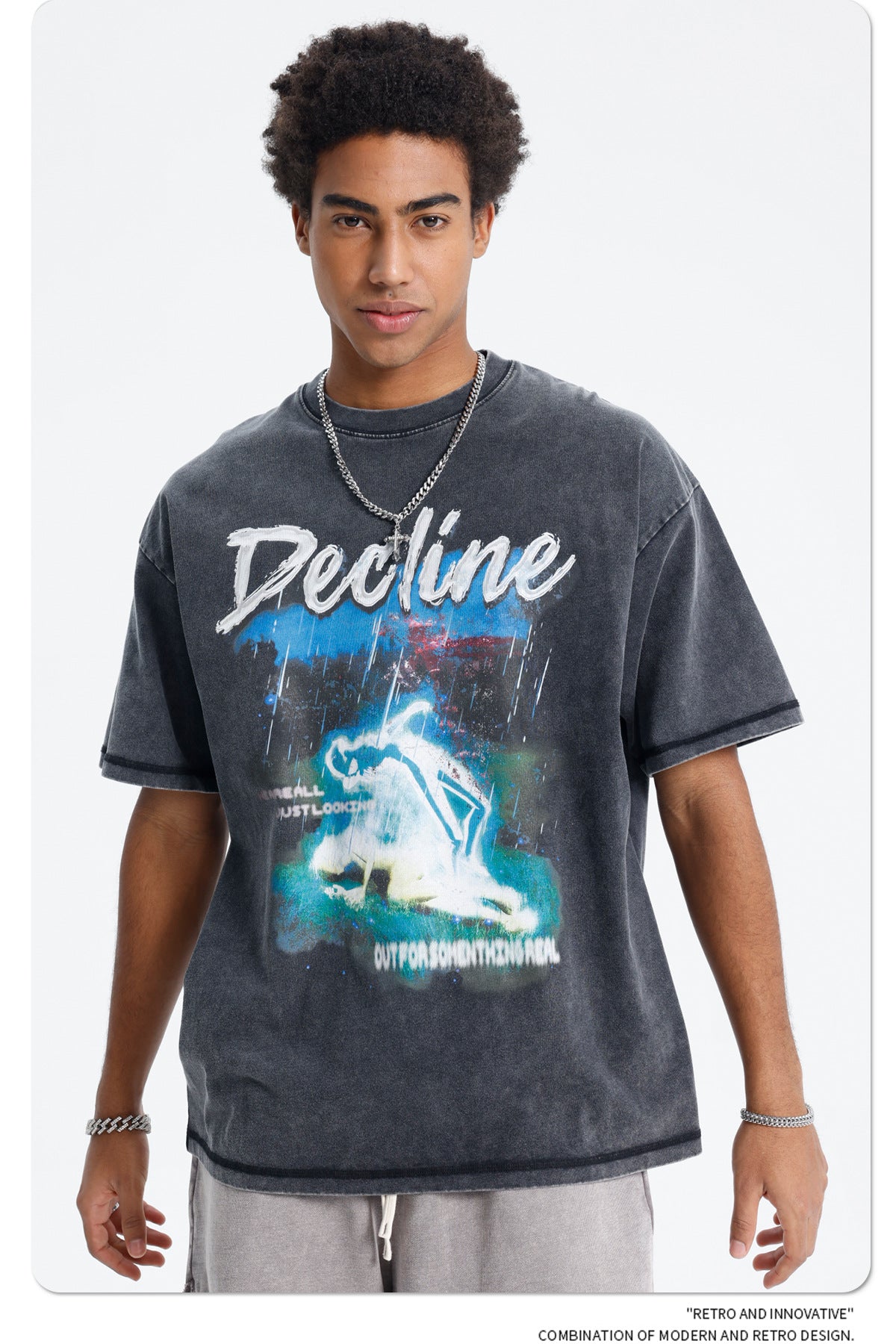 Washed Graphic Print Oversize Short Sleeve T-Shirt WN16247