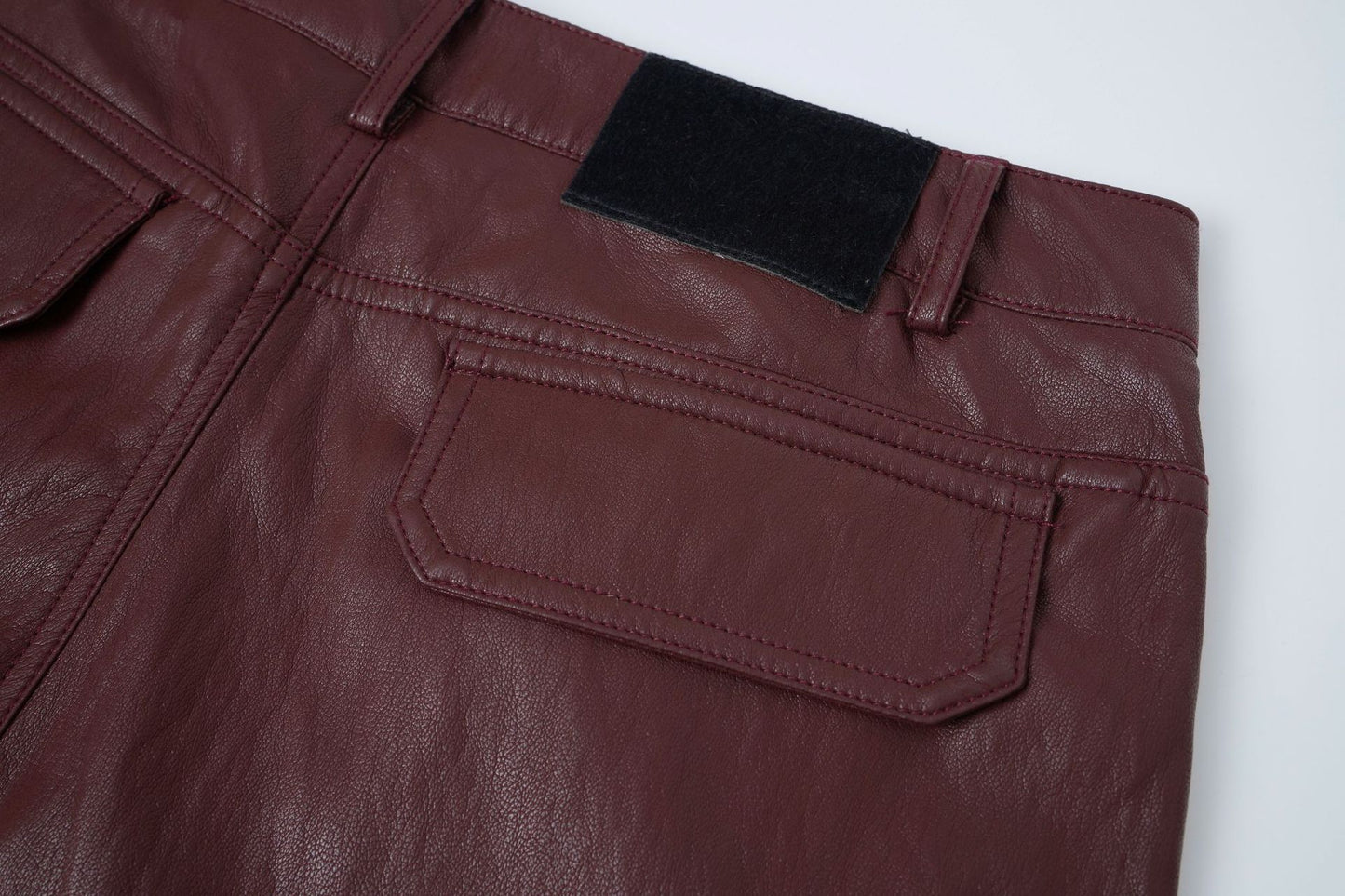 PU Leather Pocket Cropped Wide Leg Cargo Hahf Pants WN25652