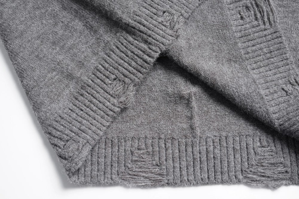 Asymmetric Zipper Detail Oversize Knit Sweater WN28124