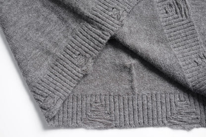 Asymmetric Zipper Detail Oversize Knit Sweater WN28124