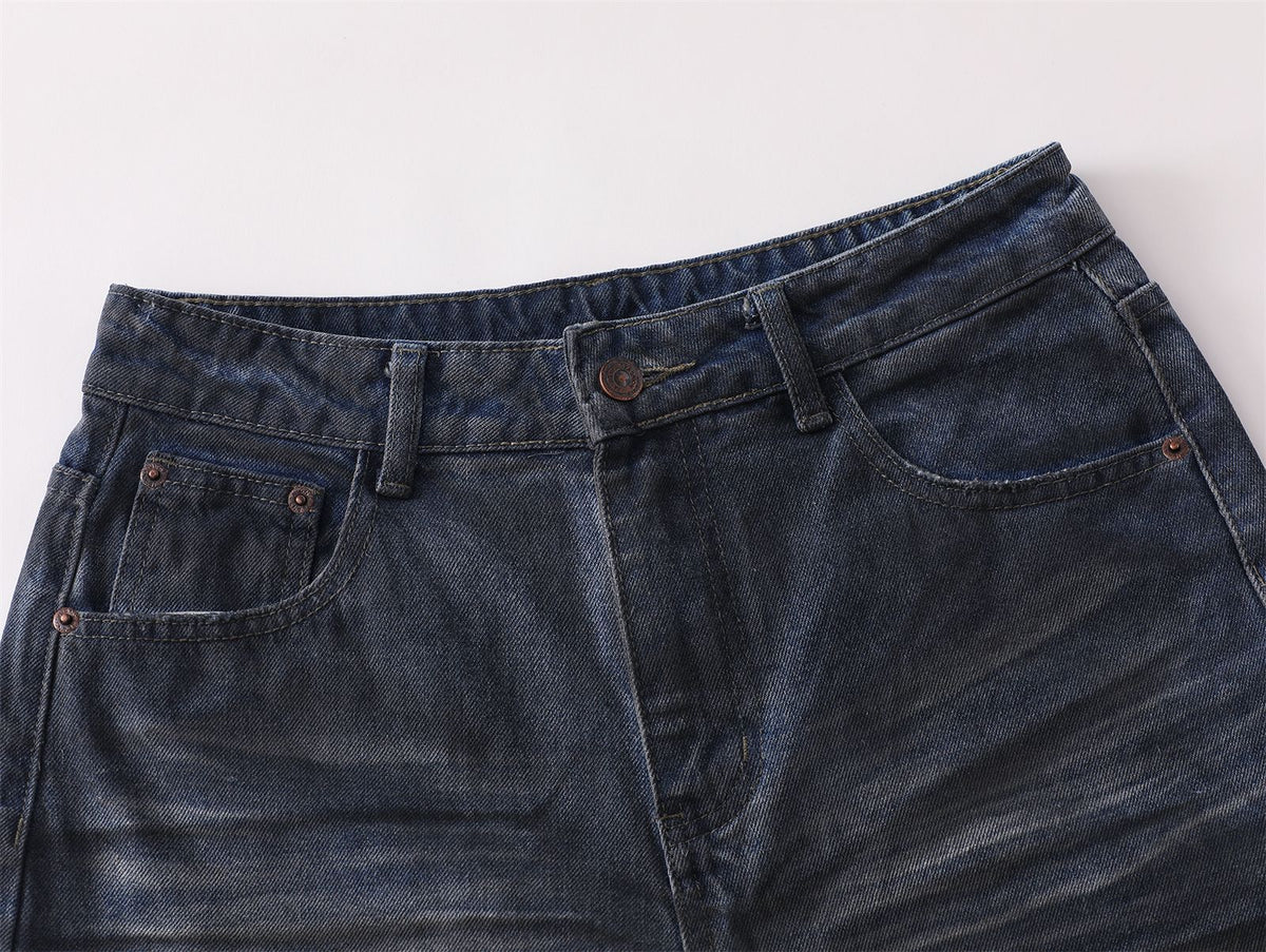 Dirty Dyed Whisker Wide Leg Denim Jeans WN26875