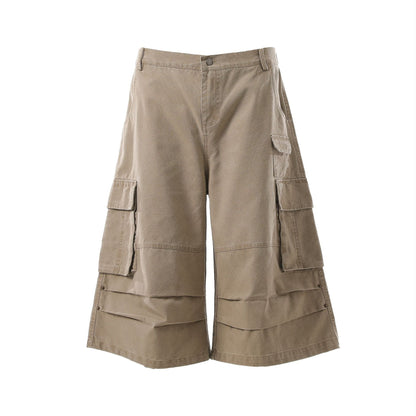 Washed Multi Pocket Cargo Half Pants WN25734