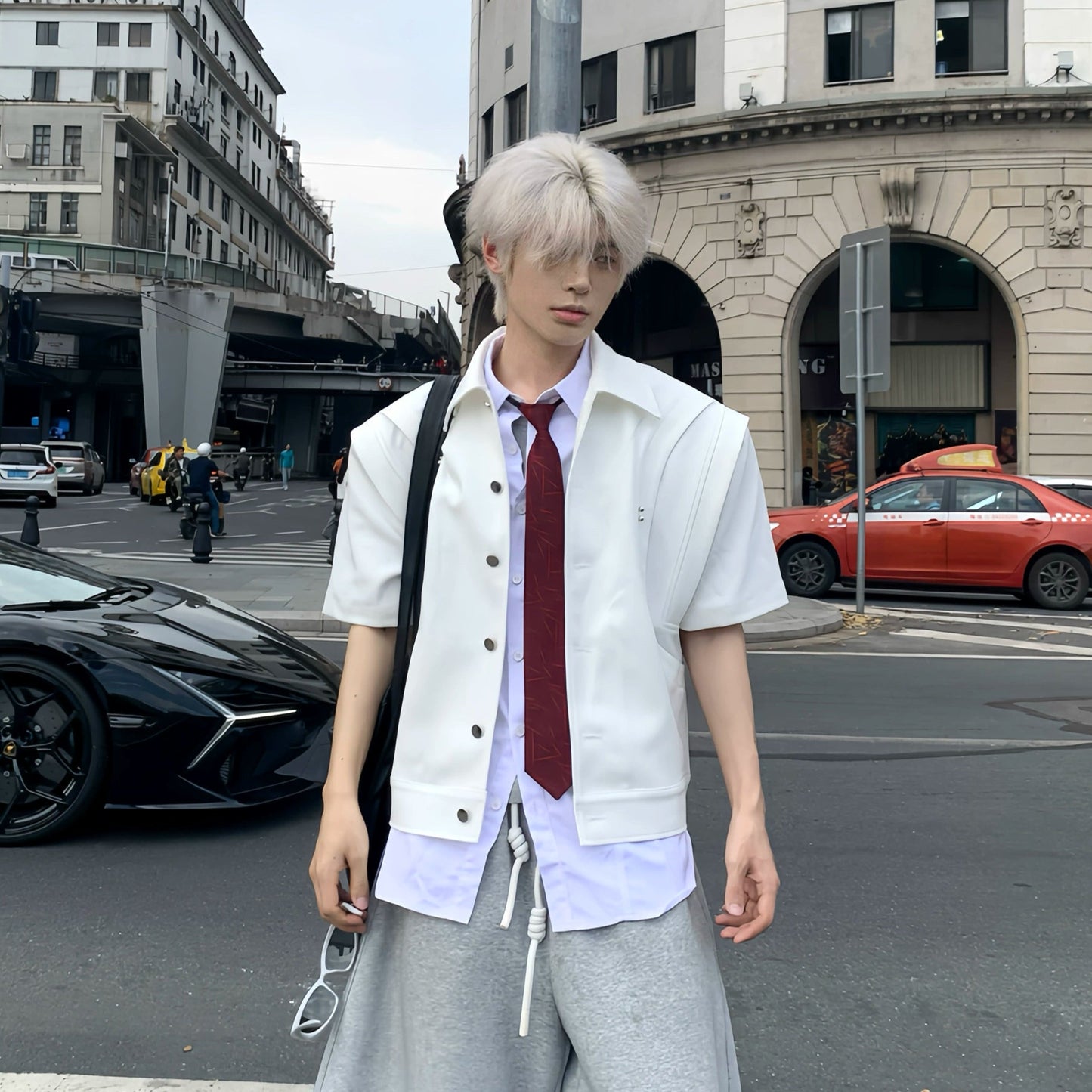 Double Layer Design Standing-Collar Jacket WN19861