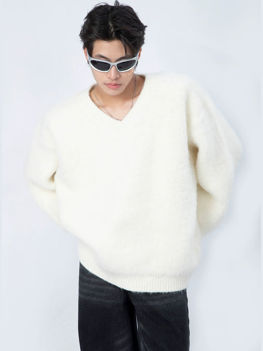 Oversize Pullover V-neck Knit Sweater WN9372