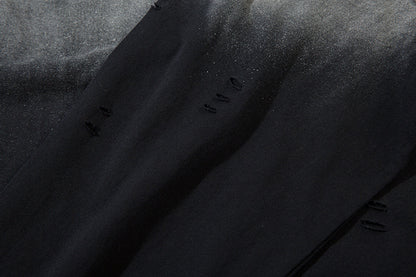 Gradient Damage Design Oversize Long Sleeve T-Shirt WN11129