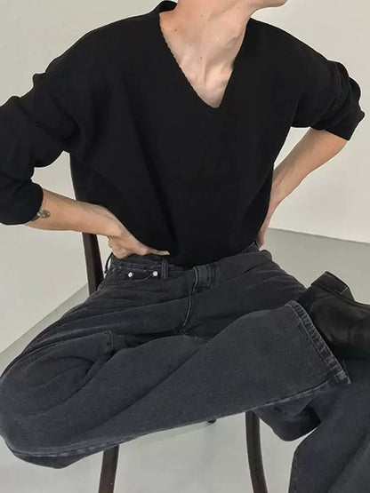 Thick V-Neck Knit Sweater WN21665