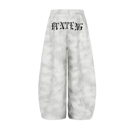 Cloud Washed Cross Embroidery Wide Leg Sweaetpants WN25527