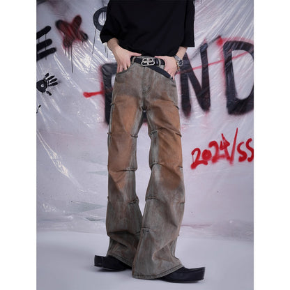 Yellow Mud Dyed Flare Denim Jeans WN6870