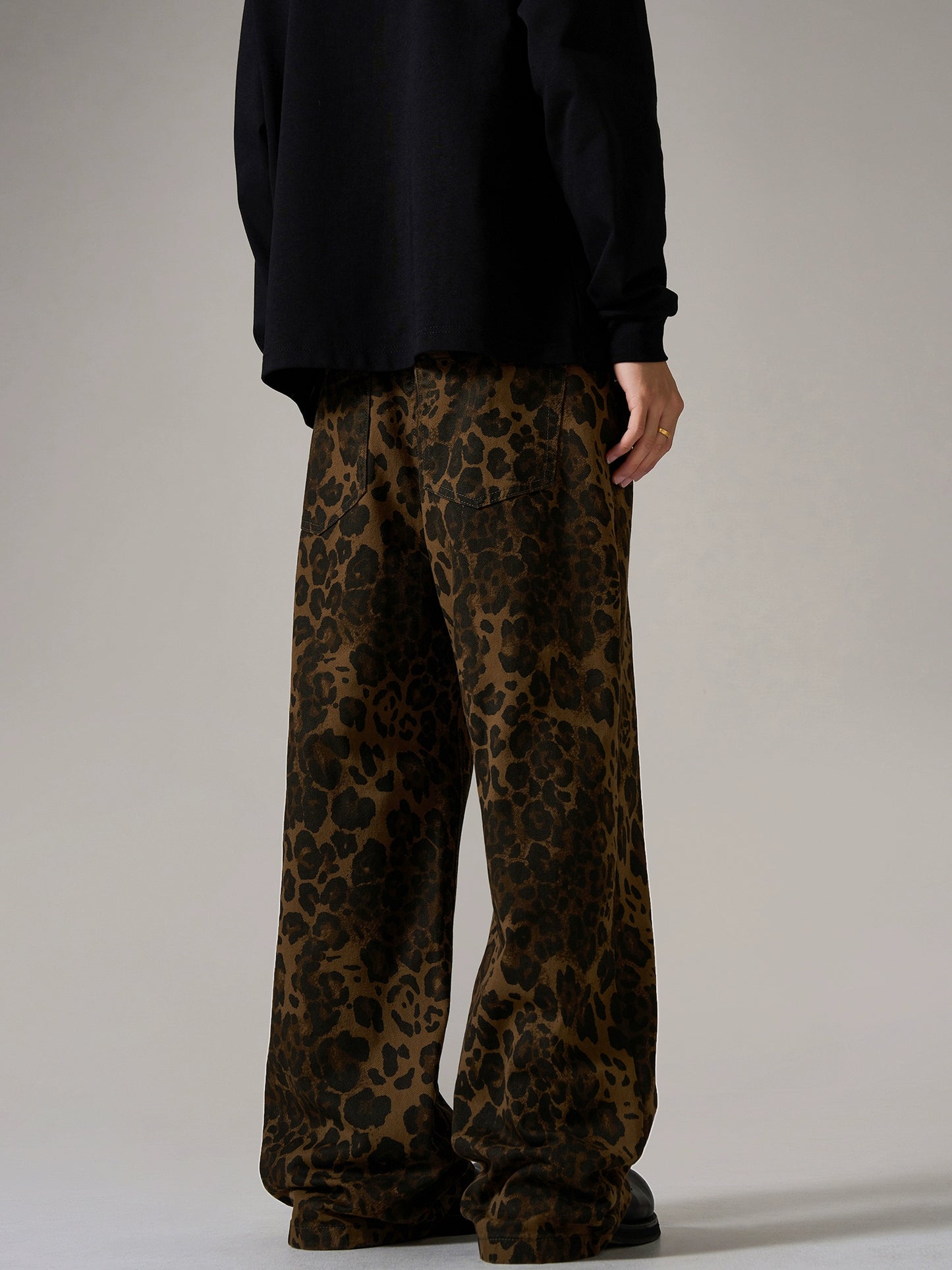 Leopard Print Straight Leg Denim Jeans WN8988