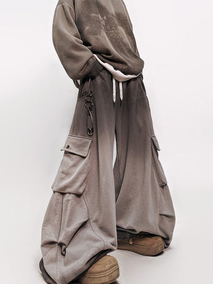 Gradient Multi Pocket Wide Leg Cargo Pants WN24006