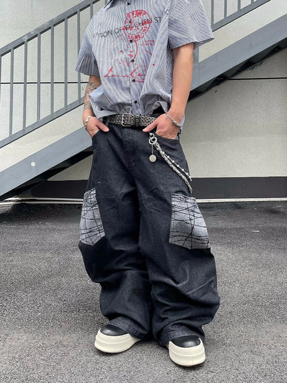 Washed Wide Leg Denim Jeans WN18843