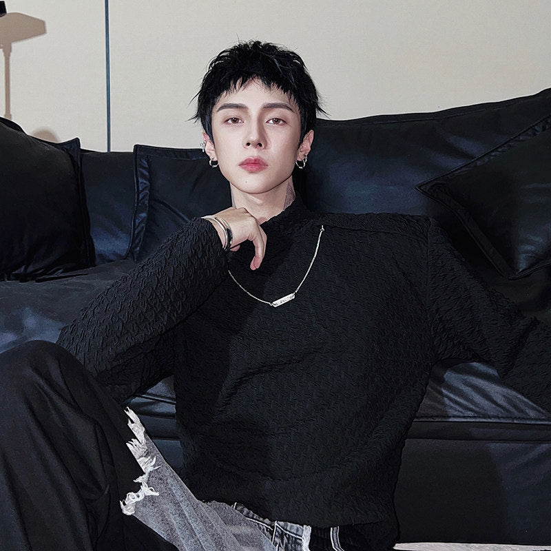 High-Neck Texture Knit Sweater WN25067