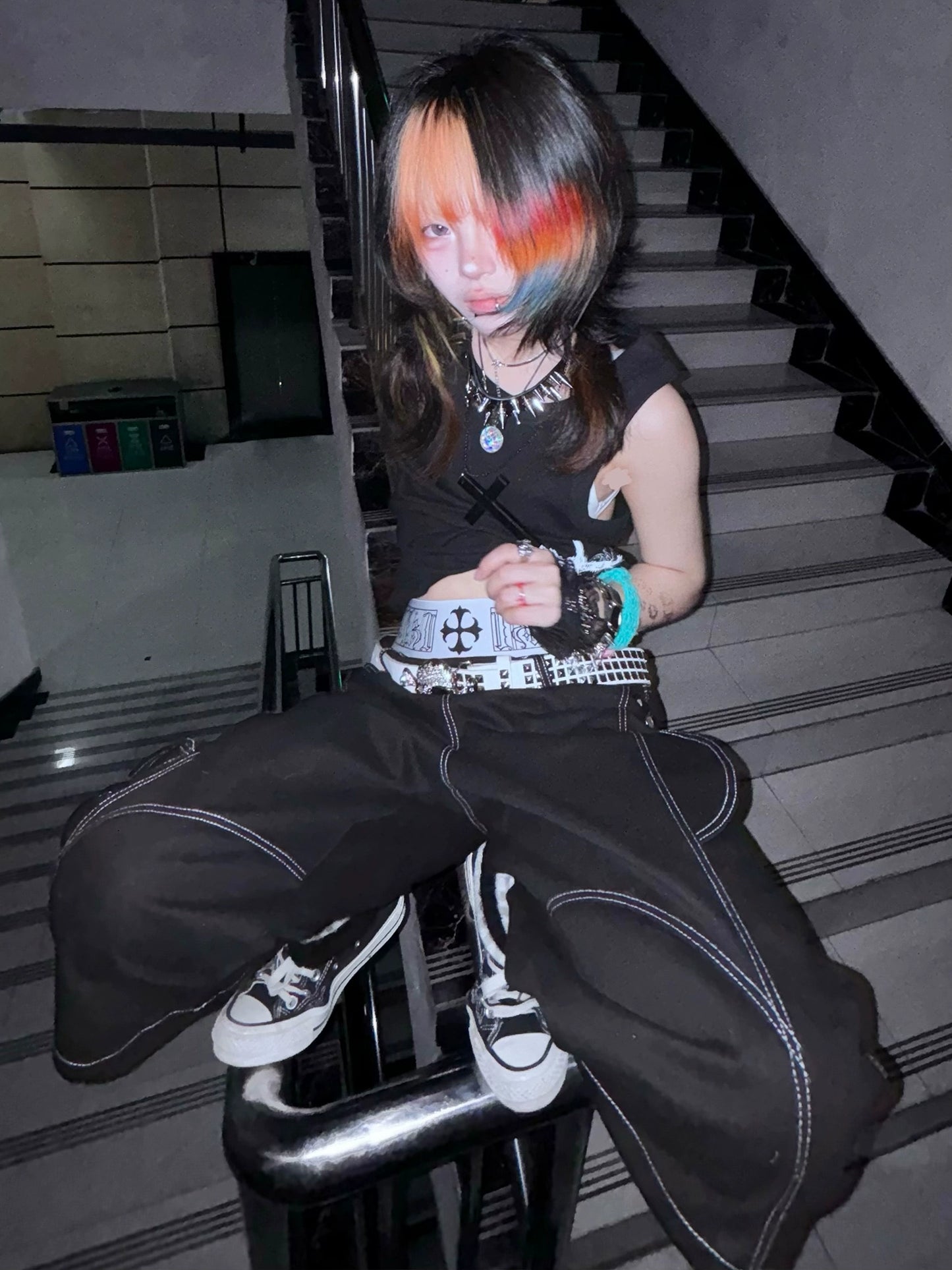 Deconstructed Contrast Multi Pocket Half Pants WN20886