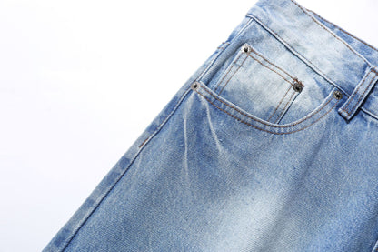 Washed Damage Wide Leg Flare Denim Jeans WN25862