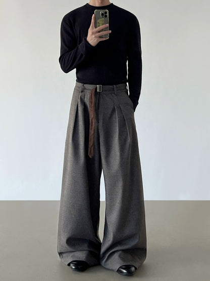 Houndstooth Pleats Wide Leg Trousers WN21209