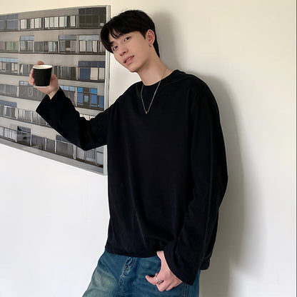 Solid Color Round Neck Long Sleeve T-shirt WN24961