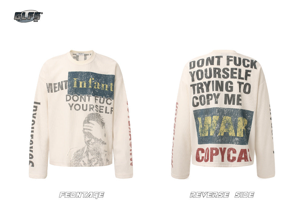 Portrait Letter Print Long Sleeve T-Shirt WN26427