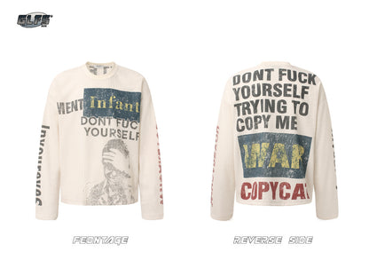 Portrait Letter Print Long Sleeve T-Shirt WN26427