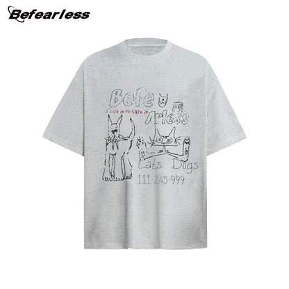 Washed Graffiti Print Short Sleeve T-Shirt WN26216